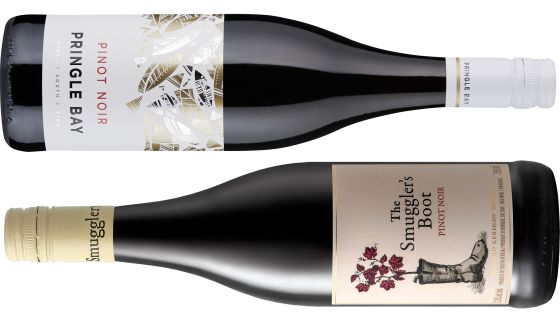 Pringle Bay and Smuggler's Boot Pinots - bottle shots