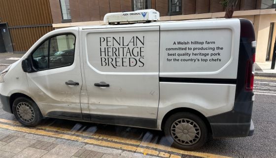 Delivery van for pork legs
