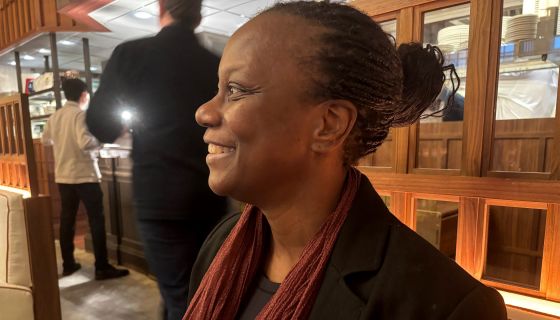 Adama Sadauki in a restaurant in London