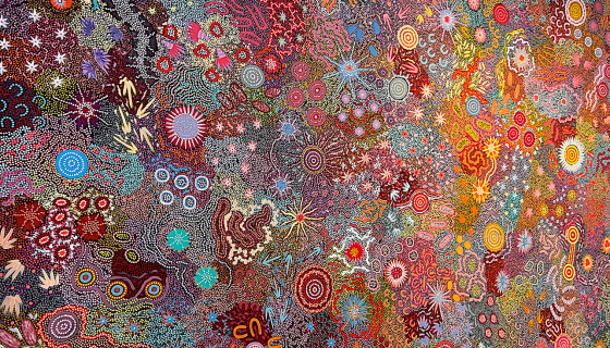 Aboriginal art by Michelle Possum Nungurrayi called Grandmothers Country/Womens Ceremony