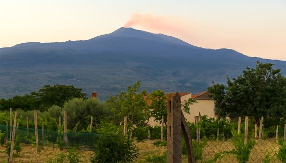 Etna volcano smoking against pink sky by Tone Veseth Furuholmen MW