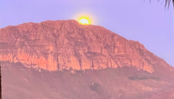 Mountains and moon rising