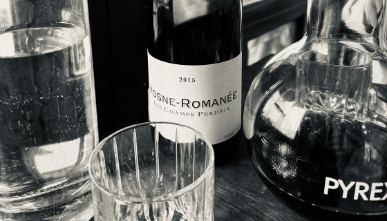 The Vosne in question, with Clown Bar’s curious choice of decanter.