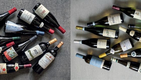 Collage of mixed wine bottles