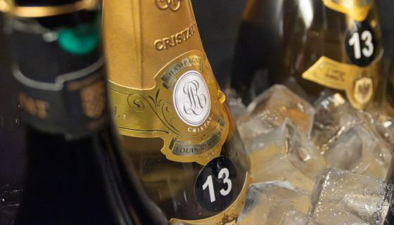 Cristal champagne in an ice bucket