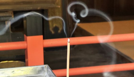incense burning in a Japanese temple
