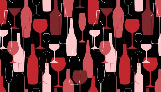 illustration of wine bottles and glasses