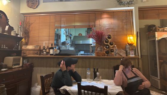 Women at the back of Evgonia restaurant