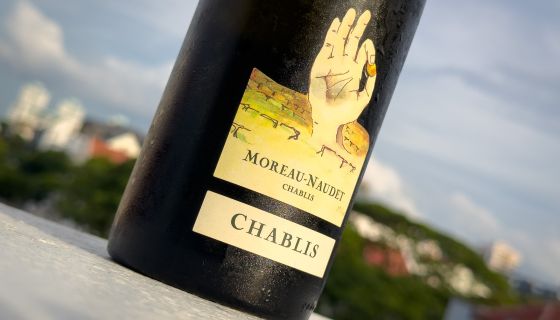 A bottle of Moreau Naudet Chablis