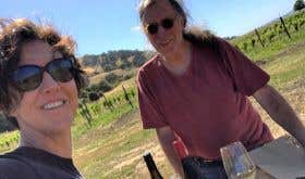 Elaine Chukan Brown and Randall Grahm at Popelouchum vineyard