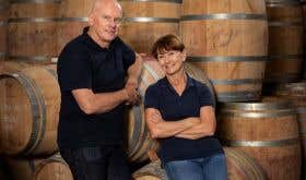 Jeffrey Grosset and Stephanie Toole with their barrels