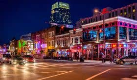Broadway all lit up in Nashville TN