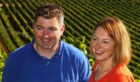 Klaus Peter and Julia Keller in their part of the steep Hipping vineyard in Nierstein