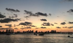 Miami skyline at sunset