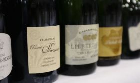 Bottles at the 2019 MW champagne tasting in San Francisco