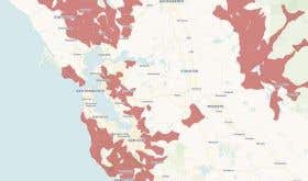 Map of power cuts in northern California in October 2019
