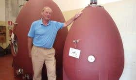 Tuscan winemaker Robin Baum with concrete eggs