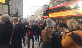 Christmas shoppers at Oxford Circus, London