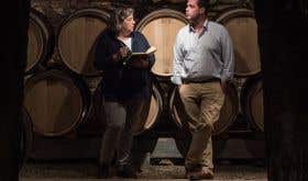 Fiona Morrison MW and Louis-Michel Liger-Belair in his cellar