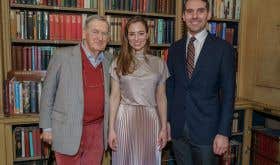 Hugh Johnson with Alina-Maria and Nicholas de Roumanie at the Travellers Club, London