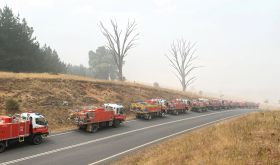 Fire trucks in Tumbarumba, New South Wales January 2020