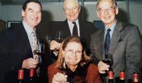 Hugh JOhnson, Michael Broadbent MW, Colin Anderson MW and Jancis Robinson MW, the British Airways wine consultants early C20