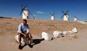 Ferran in La Mancha with windmills