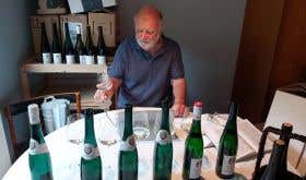 Michael Schmidt tasting at home in the Ahr Valley, 2020