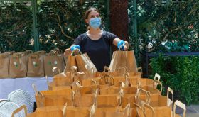 NHS food parcels being assembled at Annabel's