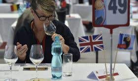 Louise Hurren judging low alcohol wine in Brno