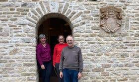 Lafarge family in their doorway in Volnay, Burgundy