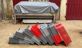 Picking bins stacked at Y Clerget, Pommard