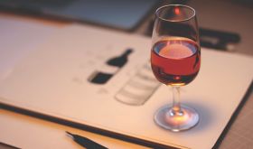 Glass of tawny port given to a designer working on a leading port brand