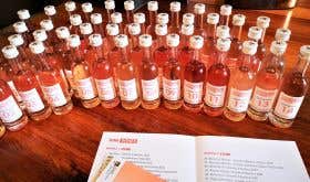 Chiaretto di Bardolino tasting - lots of tiny pink bottles