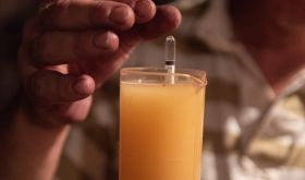 Measuring grape ripeness at Lebreuil in Burgundy