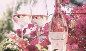 Bottle of Whispering Angel rosé and glasses