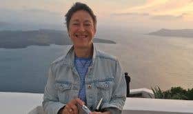 Julia Harding MW on Santorini at sunset