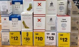 Discounted wine boxes at Liquorland in Australia