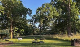 Outside apero setting at Troisgros