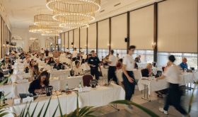 Paula tasting red wines in Wiesbaden 2025