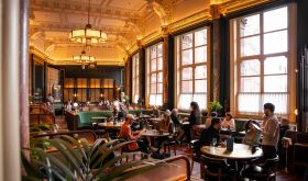 Diners in Hawksmoor restaurant, London, in the daytime