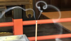 incense burning in a Japanese temple
