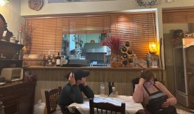 Women at the back of Evgonia restaurant