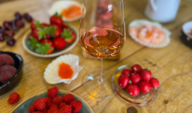 Glass of rose with food