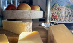 cheddars, apples and fruity red wine