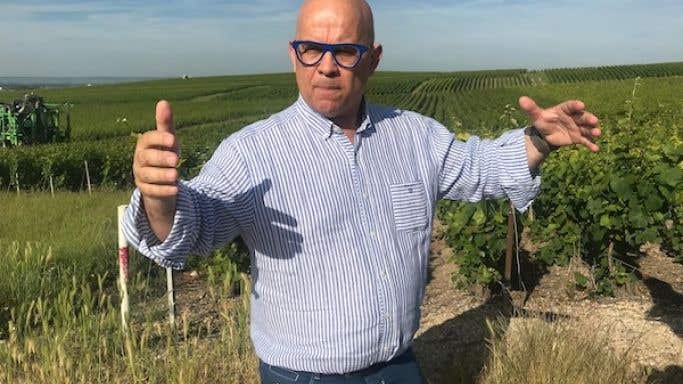 Champagne grower Eriz Rodez in his Ambonnay vineyard