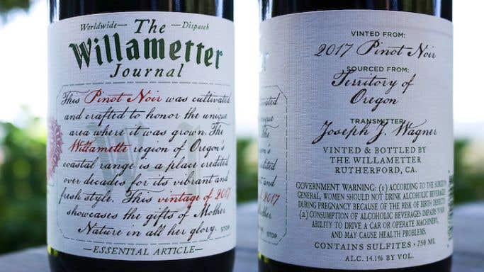 Front and back labels of Joe Wagner's The Willametter