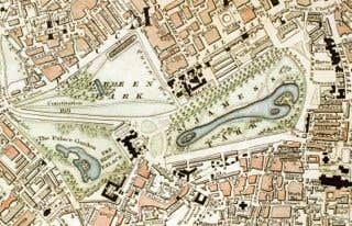 Green Park and St James's Park London from 1833 Schmollinger map