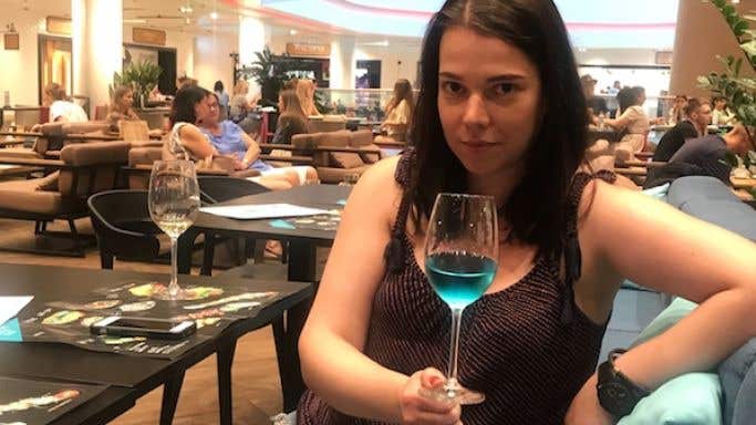Blue wine in Kiev, Ukraine