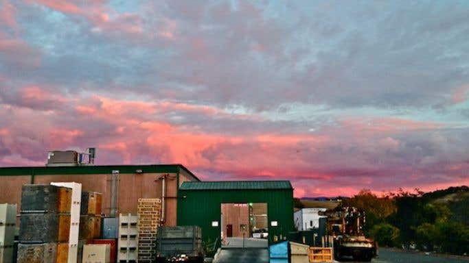 Sunset over loading dock at CCGP
